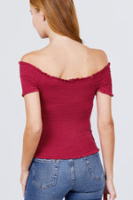 Load image into Gallery viewer, Short Sleeve Off The Shoulder Smocked Top
