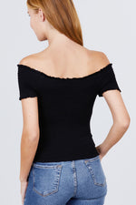 Load image into Gallery viewer, Short Sleeve Off The Shoulder Smocked Top
