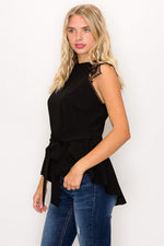 Load image into Gallery viewer, Floral Crochet Lace Belted Top
