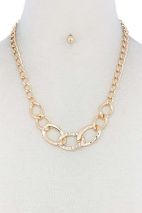 Rhinestone Oval Shape Linked Necklace