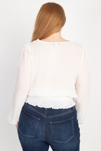 V-neck Blouse with Smocked Waist