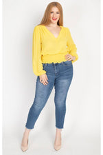 Load image into Gallery viewer, V-neck Blouse with Smocked Waist
