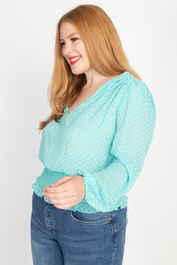 V-neck Blouse with Smocked Waist