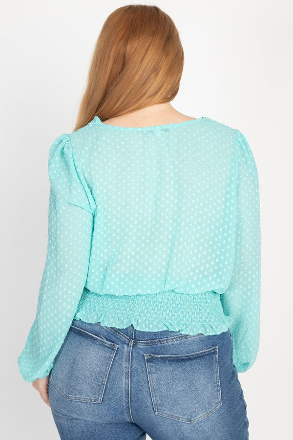 V-neck Blouse with Smocked Waist