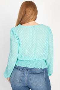 V-neck Blouse with Smocked Waist