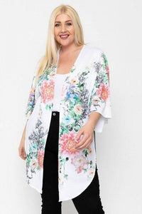 Floral Print Long Body Cardigan