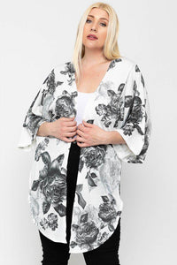 Floral Print Long Body Cardigan