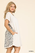 Load image into Gallery viewer, Short Sleeve Ruffle Dress with Dalmatian Print Back
