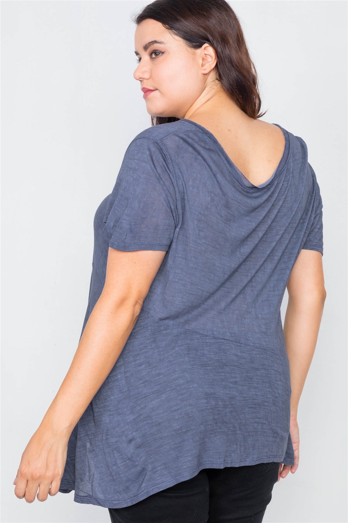 Plus Size High-low Relaxed Fit Raw Hem Top