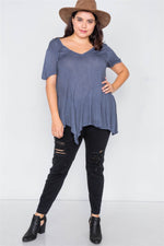 Load image into Gallery viewer, Plus Size High-low Relaxed Fit Raw Hem Top
