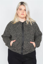 Load image into Gallery viewer, Plus Size Athletic Full Zip Hoodie Sweater
