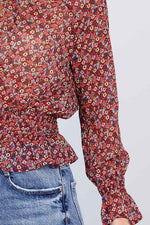 Load image into Gallery viewer, Long Sleeve Smocked Woven Top
