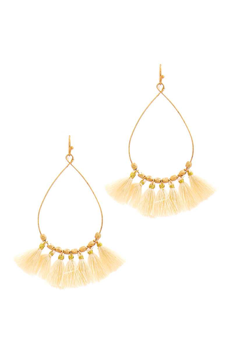 Fashion 7 Mini Tassel Tear Drop Wire Earring