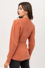 Load image into Gallery viewer, Tweed Yarn Puff Sleeve Sweater
