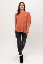 Load image into Gallery viewer, Tweed Yarn Puff Sleeve Sweater
