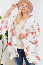 Load image into Gallery viewer, Floral Ruffle Maxi Kimono Cardigan
