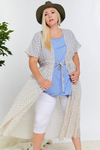 Polka Dot Short Sleeve Long Kimono