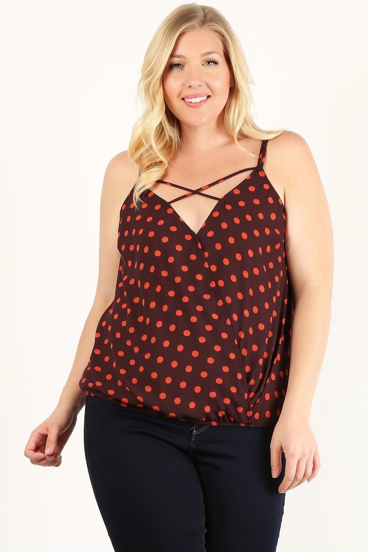 Plus Size Polka Dot Waist Length Top