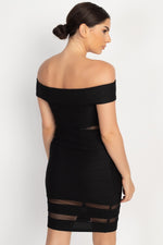 Load image into Gallery viewer, Off Shoulder Shadow Stripe Mini Dress
