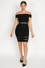 Load image into Gallery viewer, Off Shoulder Shadow Stripe Mini Dress
