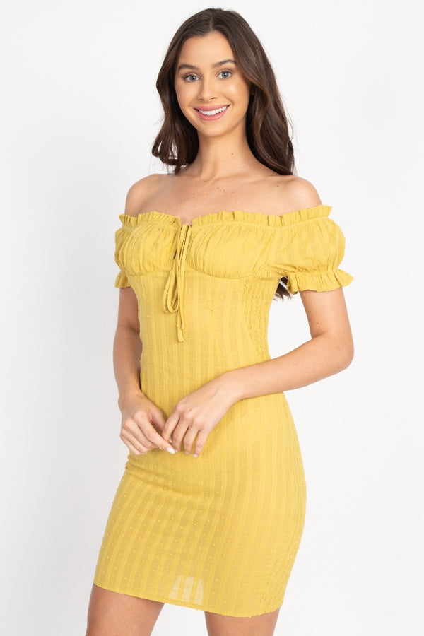 Off Shoulder Smocked Dress