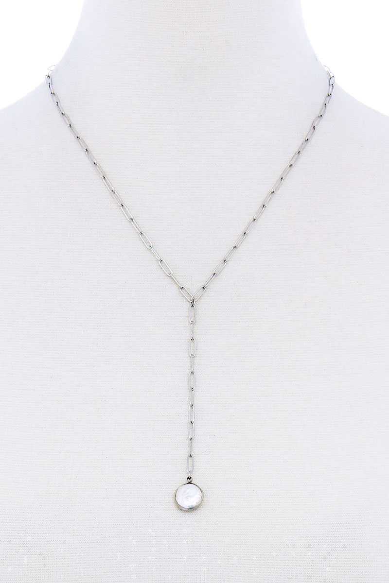 Stylish Fresh Water Pearl Drop Clip Chain Y Necklace