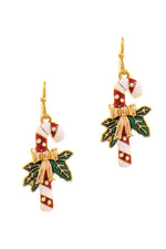 Load image into Gallery viewer, Modern Christmas Cane Ribbon Design Earring
