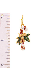 Load image into Gallery viewer, Modern Christmas Cane Ribbon Design Earring
