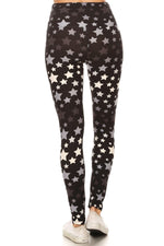 Load image into Gallery viewer, Yoga Style Banded Lined Stars Printed Knit Legging
