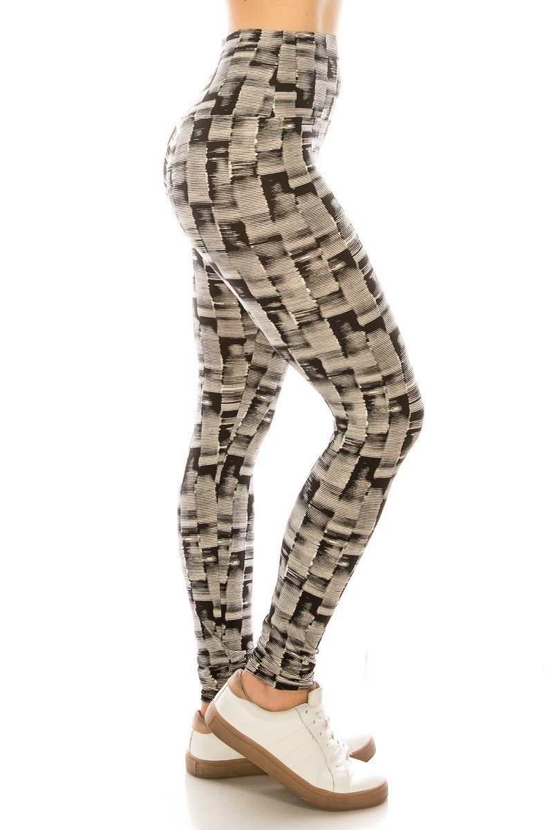 Yoga Style Banded Lined Multi Print Knit Legging