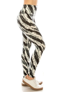 Yoga Style Banded Lined Multi Print Knit Legging