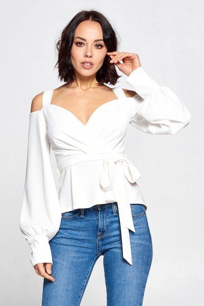 Long Sleeve Cold Shoulder Top