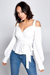 Long Sleeve Cold Shoulder Top