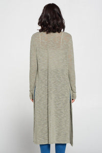 Side Slit Long Sage Cardigan