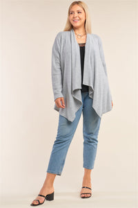 Long Sleeve Asymmetrical Pleated Collar Cardigan