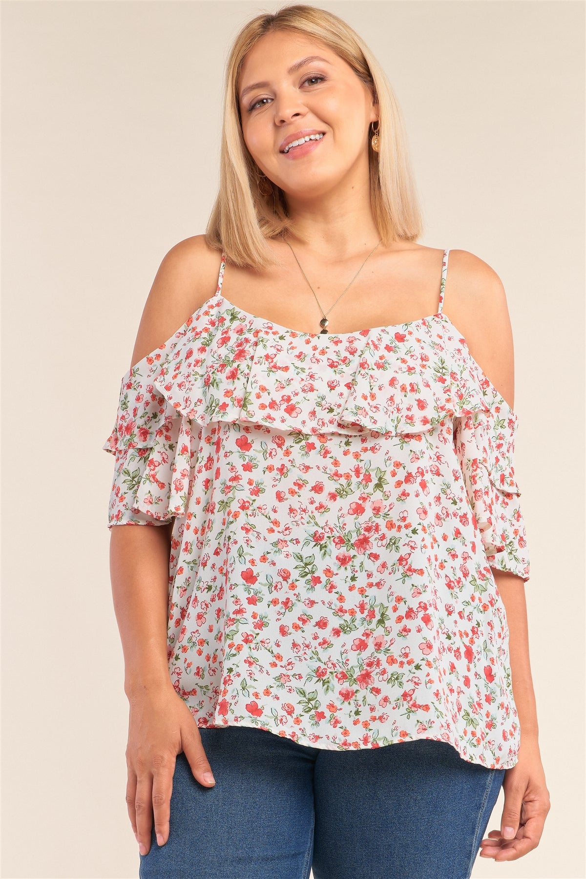 Floral Mini Sleeve Off Shoulder Flared Hem Top