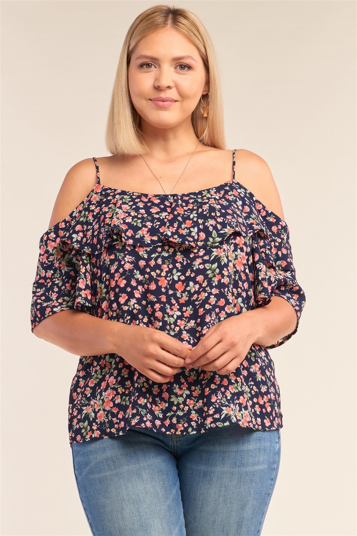 Floral Mini Sleeve Off Shoulder Flared Hem Top