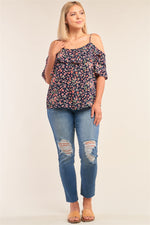 Load image into Gallery viewer, Floral Mini Sleeve Off Shoulder Flared Hem Top
