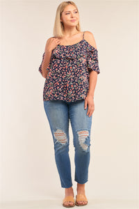 Floral Mini Sleeve Off Shoulder Flared Hem Top