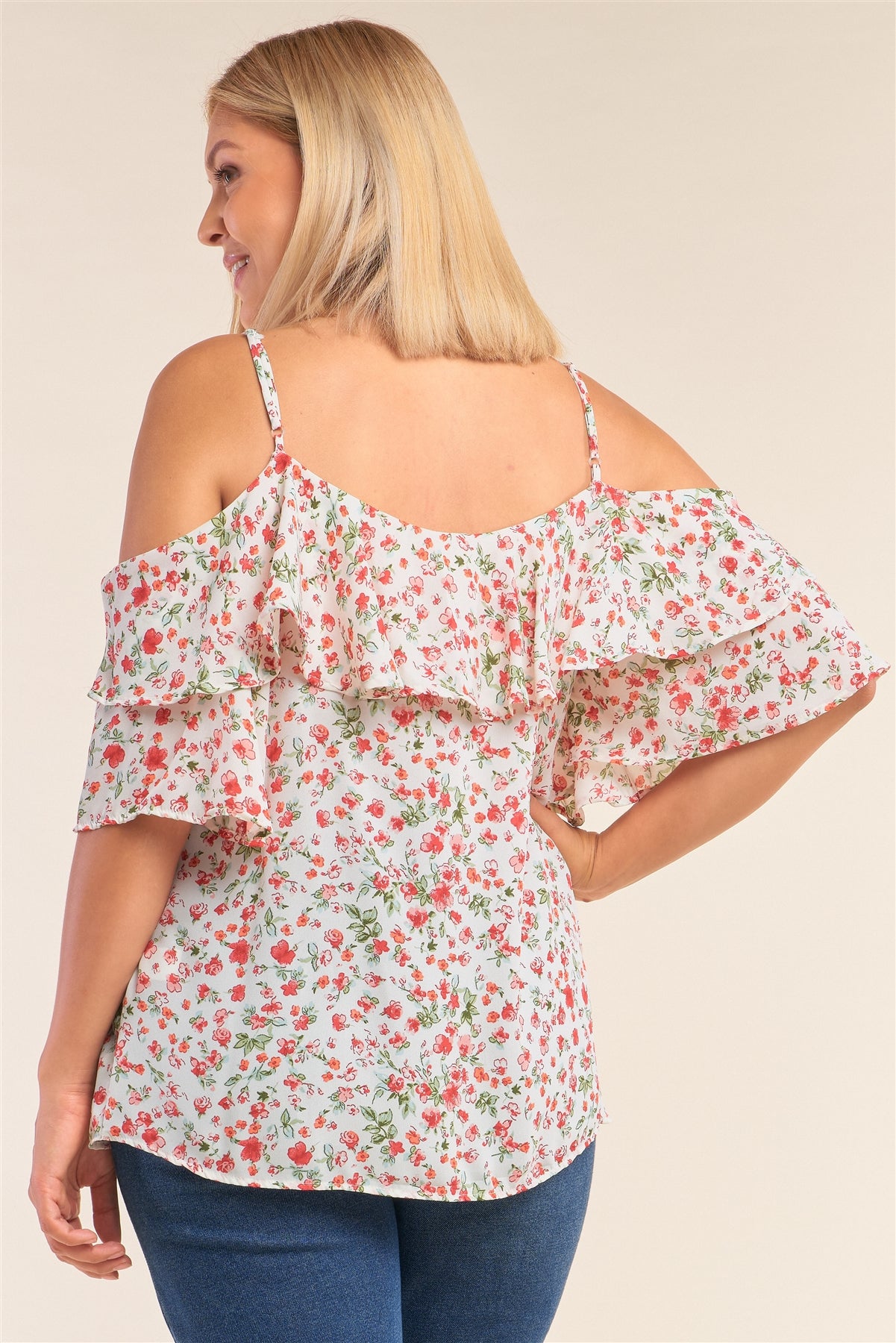 Floral Mini Sleeve Off Shoulder Flared Hem Top