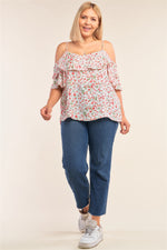 Load image into Gallery viewer, Floral Mini Sleeve Off Shoulder Flared Hem Top
