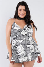 Load image into Gallery viewer, Plus Size Floral Short Skort Mini V-neck Romper
