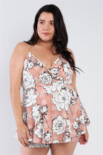 Load image into Gallery viewer, Plus Size Floral Short Skort Mini V-neck Romper
