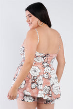 Load image into Gallery viewer, Plus Size Floral Short Skort Mini V-neck Romper
