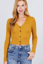 Load image into Gallery viewer, Long Sleeve V-neck Button Down Crop Cardigan
