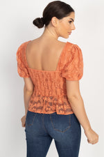 Load image into Gallery viewer, Sheer Lace Sweetheart Flounce Top
