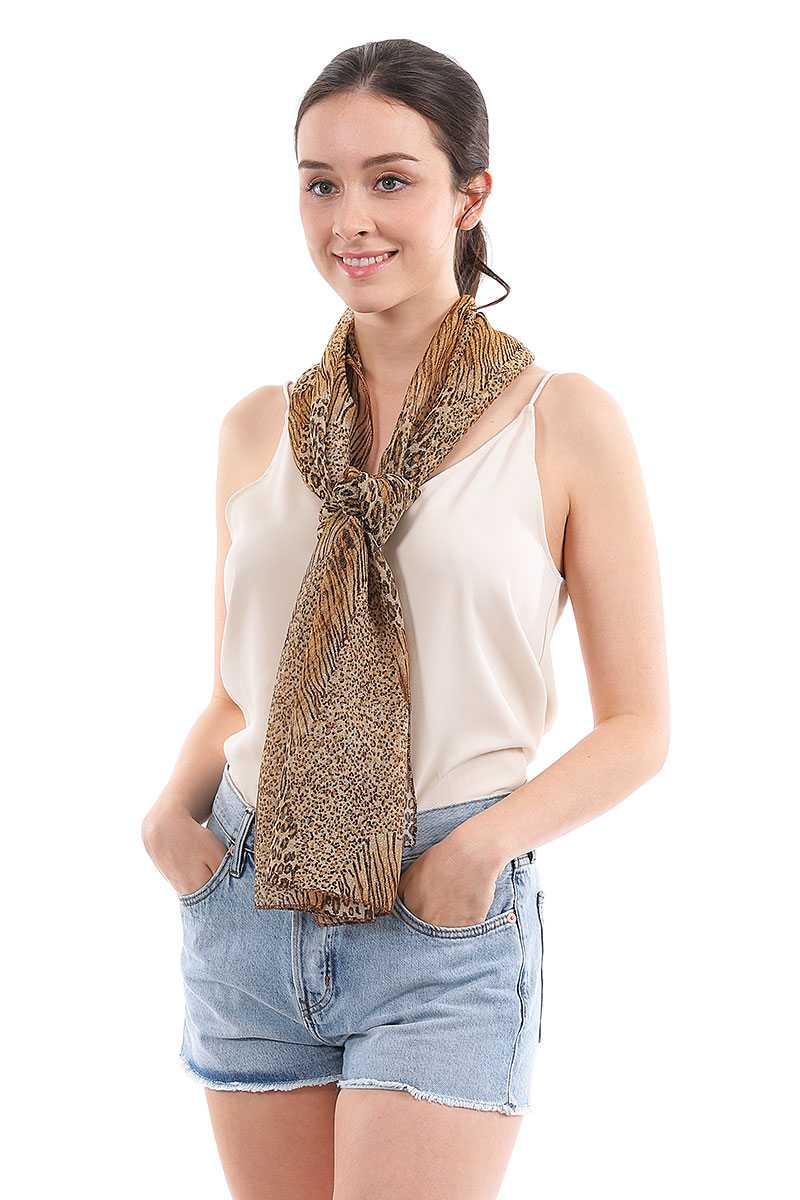 Leopard Print Chiffon Scarf