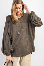 Load image into Gallery viewer, Bubble Sleeve Multi Tone Light Hacci Sweater Top
