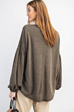 Load image into Gallery viewer, Bubble Sleeve Multi Tone Light Hacci Sweater Top
