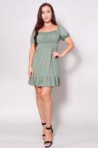 Puff Short Sleeve Tie Back Mini Dress